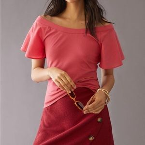 Anthropologie Maeve off the shoulder flutter top